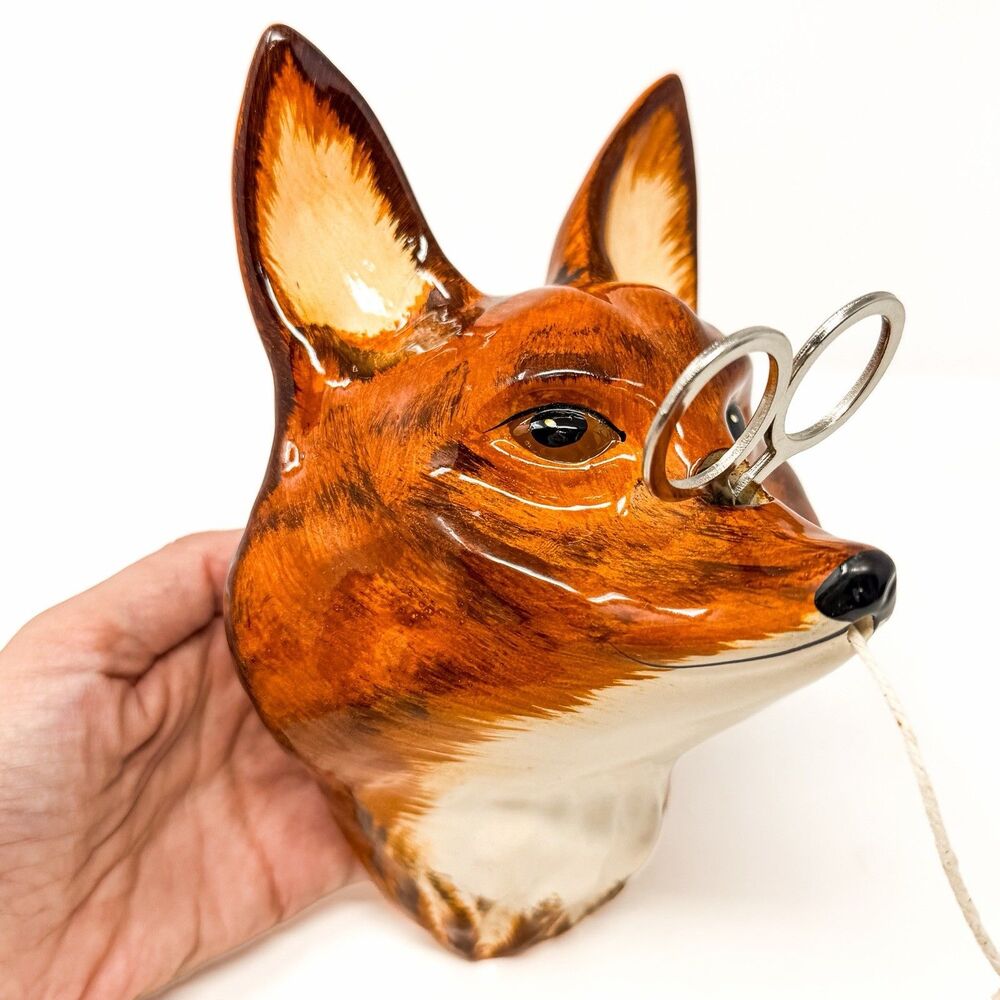1940s Philip Laureston Babbacombe Pottery Fox String Scissor Holder England